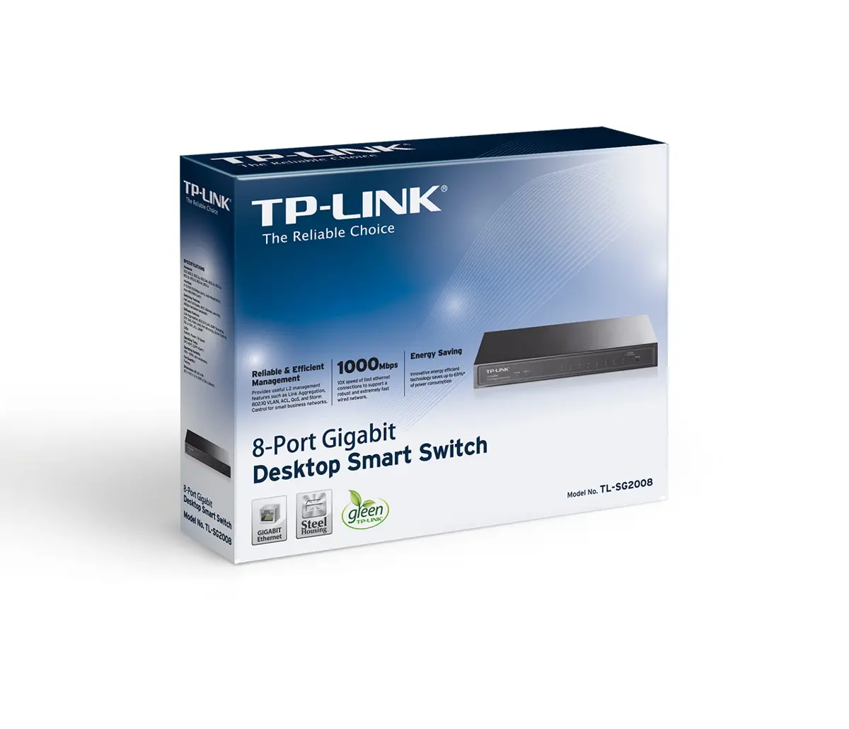 Комутатор TP-LINK SG2008, 8x 10/100/1000 RJ45, VLAN - image 4