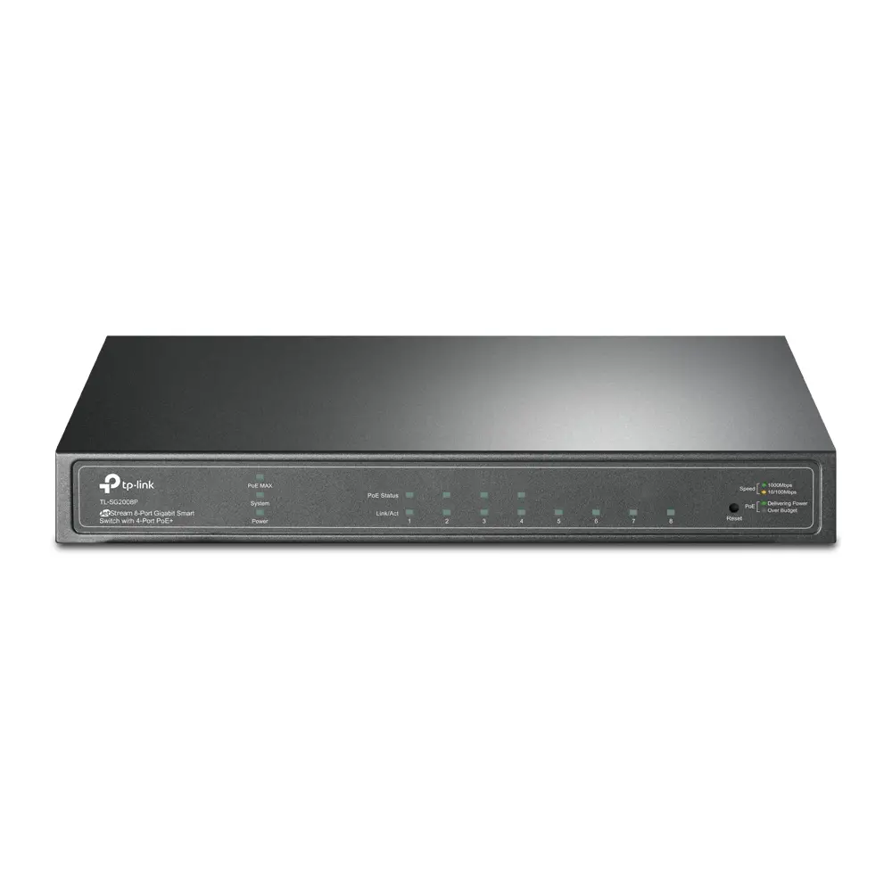 Комутатор TP-LINK SG2008P, 8x 10/100/1000 RJ45, VLAN, 4-Port PoE+, 62W