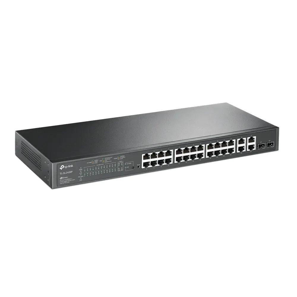 Комутатор TP-LINK SL2428P, 24xFE RJ45, 4xGbE, 2xcombo SFP, управляем,PoE 250W - image 1