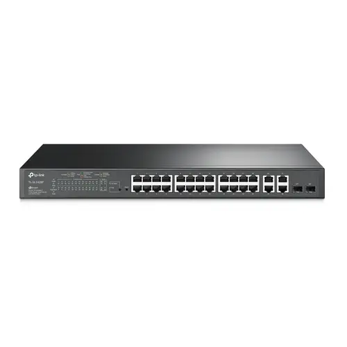 Комутатор TP-LINK SL2428P, 24xFE RJ45, 4xGbE, 2xcombo SFP, управляем,PoE 250W