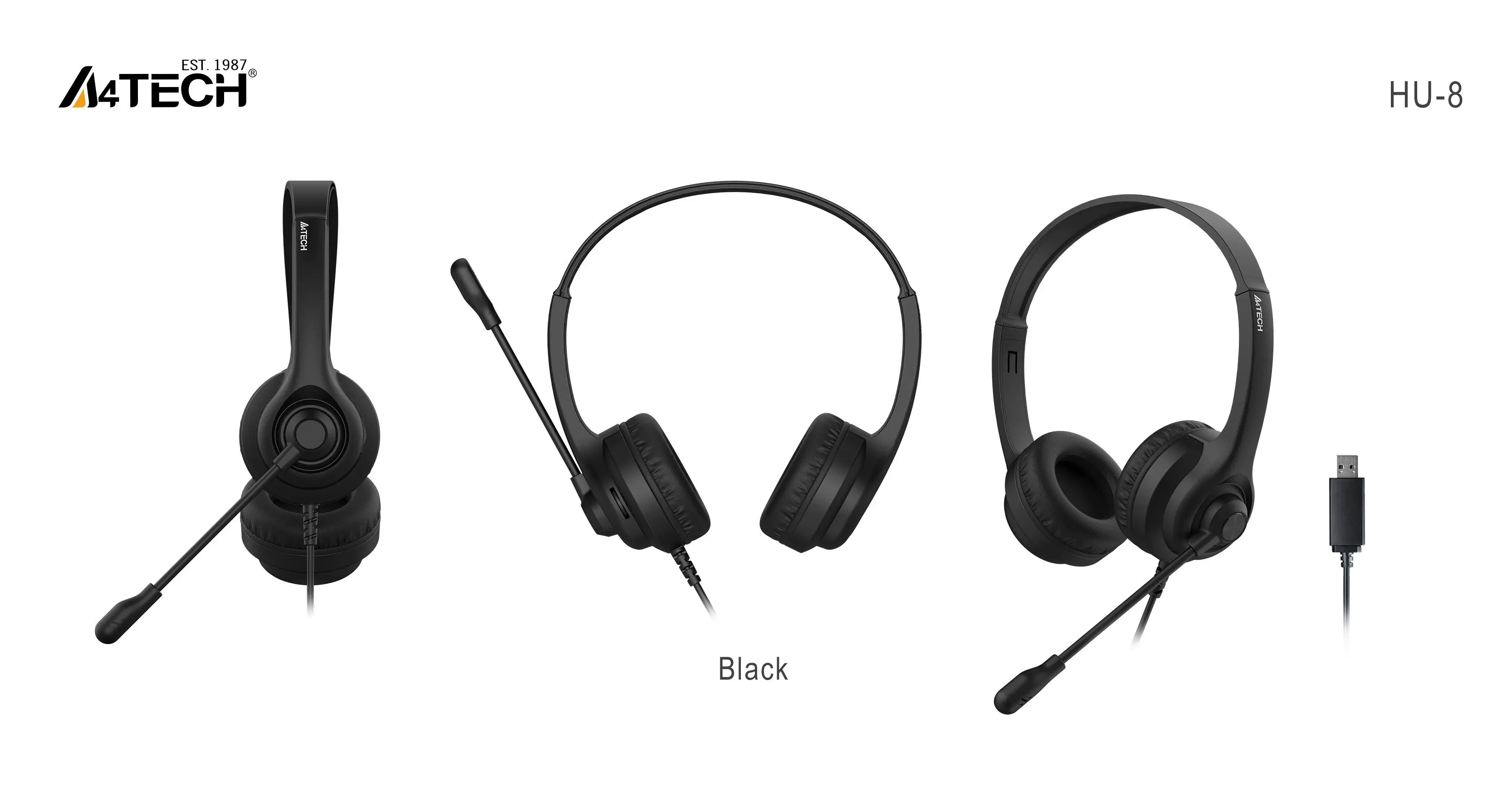 A4tech HU-8 Ακουστικά με μικρόφωνο, USB, περιστρεφόμενο μικρόφωνο - image 1