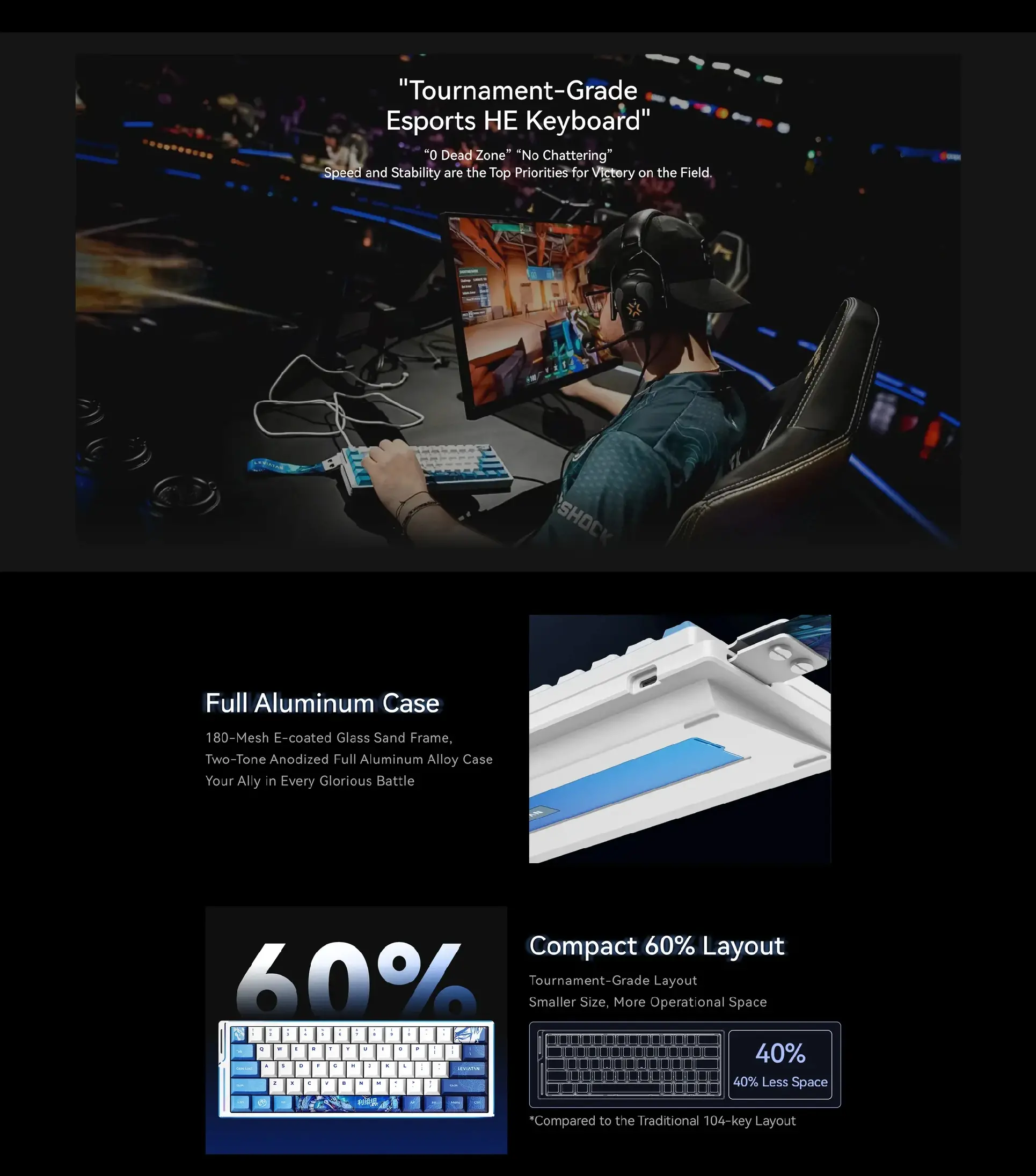 ATK професионална геймърска механична клавиатура Professional Gaming Mechanical Keyboard EDGE 60 HE Leviatan - 8K, TTC RGB Magneto Switches - image 8
