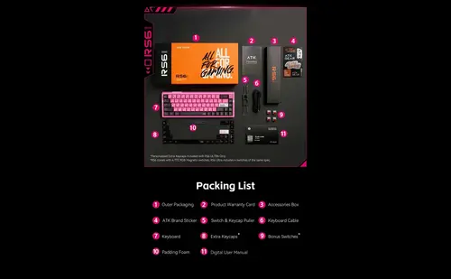 ATK професионална геймърска механична клавиатура Professional Gaming Mechanical Keyboard RS6 Ultra - 8K, TTC RGB Magneto [Linear] - Sakura Warrior - image 3