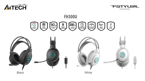 А4tech Fstyler FH300U Слушалки с микрофон USB, Noice Cancelling, бял - image 2