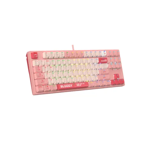 А4tech Геймърска механична  клавиатура Bloody Energy Pink S87 BLMS TKL RGB Backlit red switch , USB - image 1
