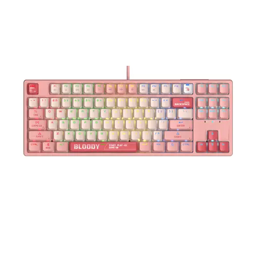 A4tech Gaming μηχανικό πληκτρολόγιο Bloody Energy Pink S87 BLMS TKL RGB Backlit red switch, USB - 1