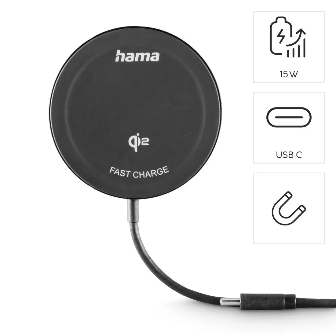 HAMA Безжично зарядно устройство Qi2, 15 W, черно, - image 14