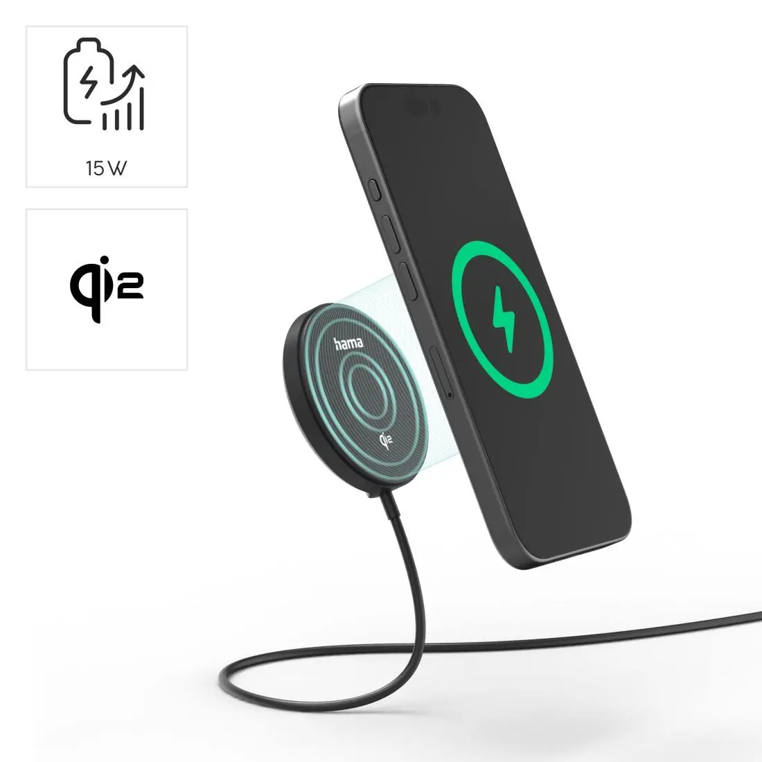 HAMA Безжично зарядно устройство Qi2, 15 W, черно, - image 16