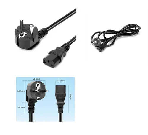 Estillo Cablu de alimentare, 0.75mm2, test VDE, 1.8m, negru, ambalat bulk - 1
