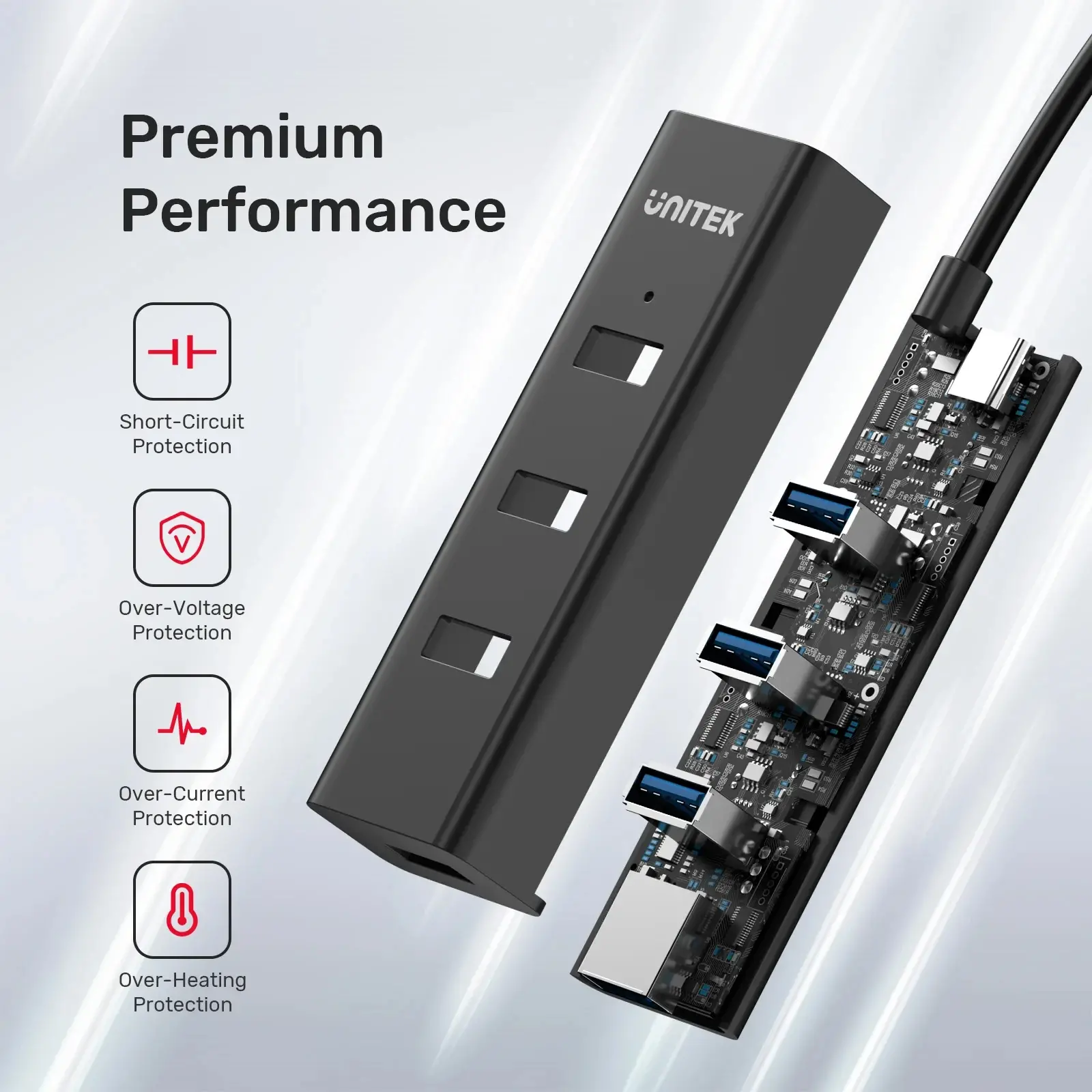 Unitek хъб HUB USB-C 4 port - 4 x USB3.0 Black - Y-3089Z01 - image 7