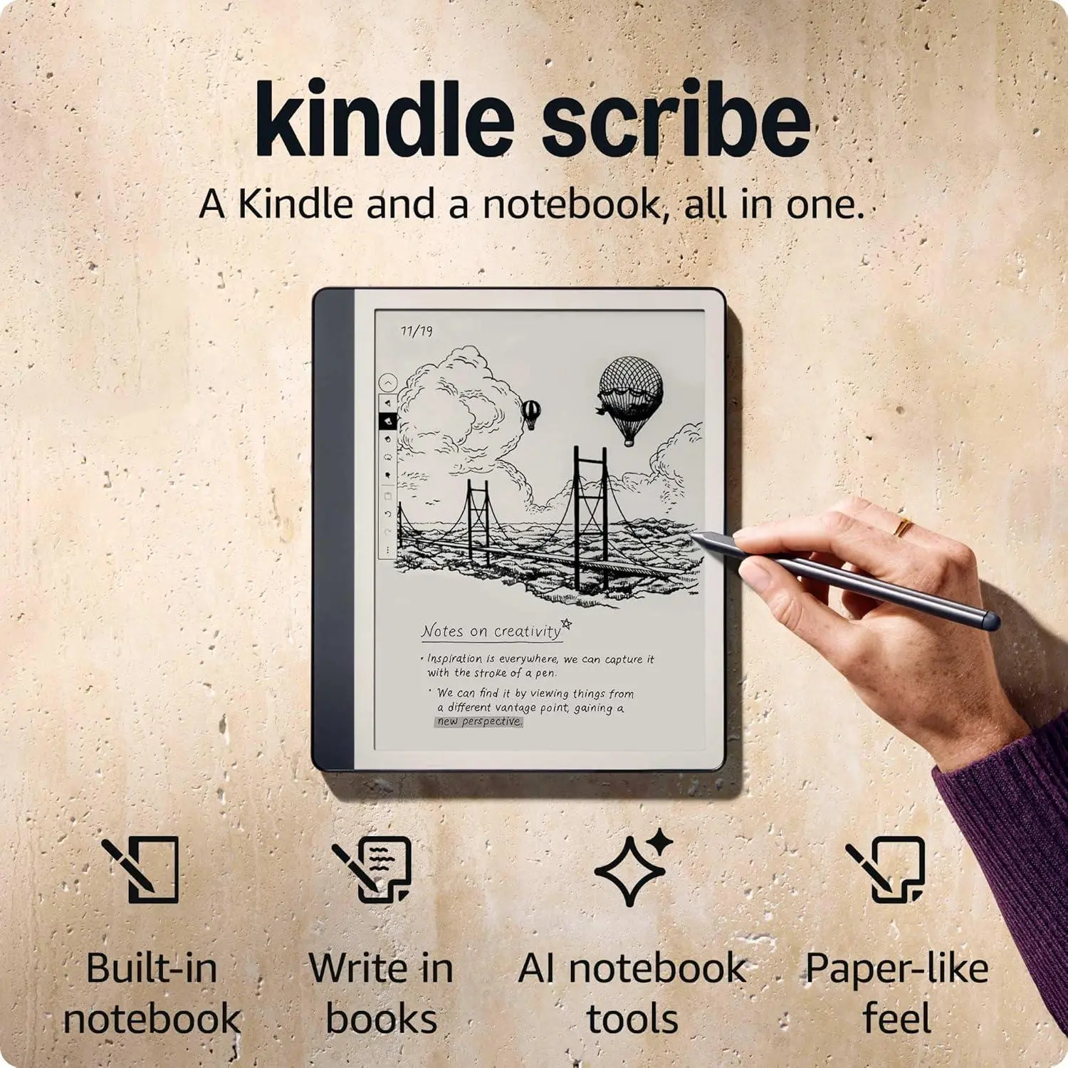 Amazon Kindle Scribe (2024) четец 64GB - 10.2" - с Premium Pen, тъмно сив - image 2