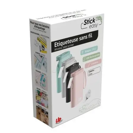Етикетен мини принтер STICK EASY UP21, безжичен монохромен, Розов - image 1