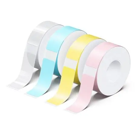 Σετ 4 τεμ. ρολά αυτοκόλλητων ετικετών για STICK EASY UP21, 4x 180 τεμ., ροζ, κίτρινο, μπλε, διαφανές