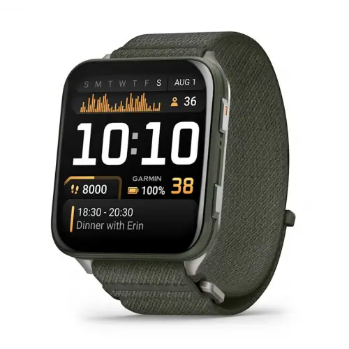 Garmin Venu® X1 - Venu® X1 - Moss с Titanium заден капак и Moss ComfortFit найлонова каишка 010-02980-03