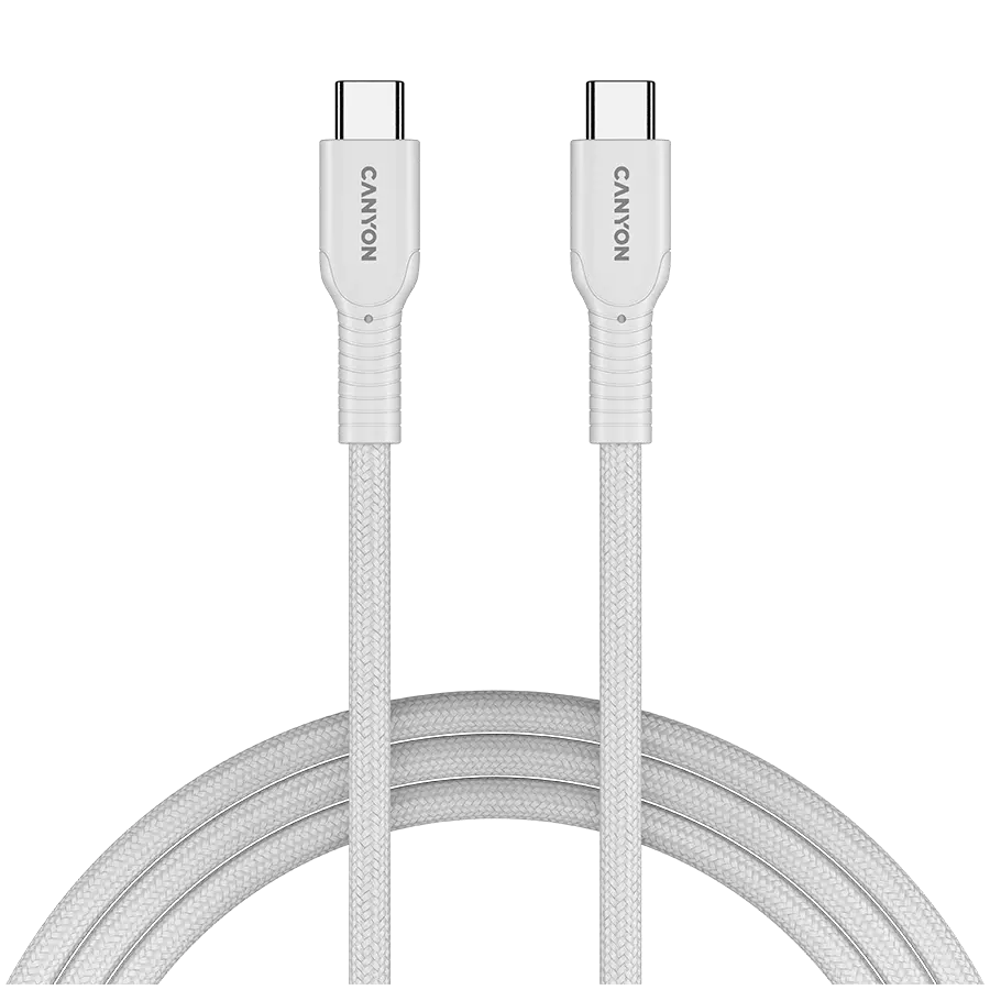 Cablu CANYON OnWire 60CL C-C 60W COLOR împletit 1m alb