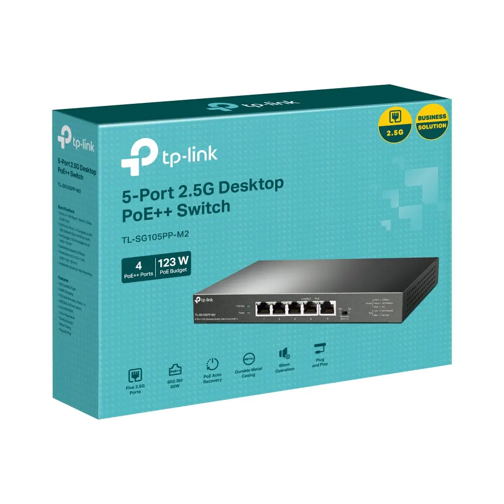 Комутатор TP-Link TL-SG105PP-M2, 5 портов 2.5x GbE с 4 порта PoE++,неупр. - image 3