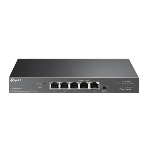 Комутатор TP-Link TL-SG105PP-M2, 5 портов 2.5x GbE с 4 порта PoE++,неупр.