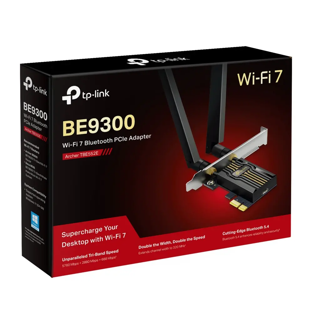 Безжичен адаптер TP-LINK Archer TBE552E, BE9300, Wi-Fi 7,Bluetooth 5.4, PCI Exp. - image 7