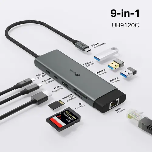 Hub TP-LINK UH9120C, USB Type-C 9 σε 1, 1 θύρα HDMI 4K - 4