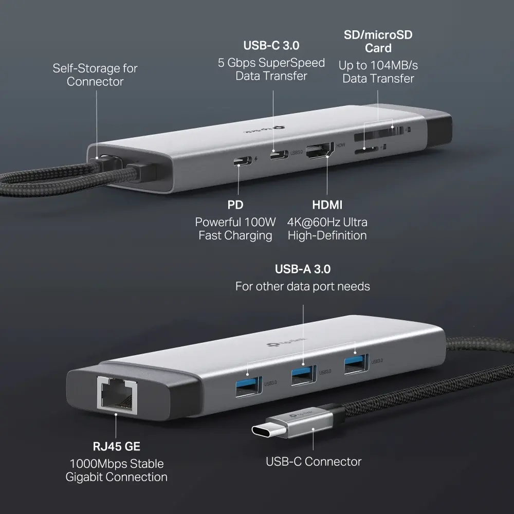 Хъб TP-LINK UH9120C, USB Type-C 9 в 1, 1 порт HDMI 4К - image 4