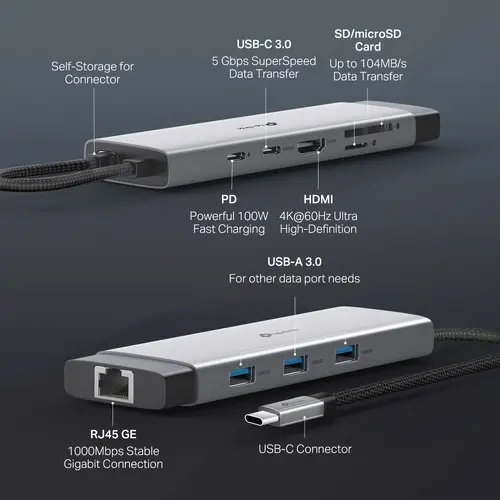 Hub TP-LINK UH9120C, USB Type-C 9 σε 1, 1 θύρα HDMI 4K - 5