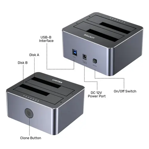 Unitek докинг станция Storage - HDD Dock - 2 BAY - Y-3026GY01-EU - image 16