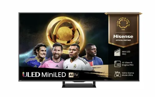 Телевизор, Hisense 75"U7Q Pro, 4K Ultra HD 3840x2160, ULED, FALD, Quantum Dot, 165Hz, IPS, HDR 10+, HLG, Dolby Vision IQ, Dolby Atmos, Smart TV, WiFi 5GHz, WiFi Direct, BT, Anyview Cast,light sensor,Solar Powered Remote, 4xHDMI, 2xUSB, LAN, CI+, DVB-T2/C/S2, Black