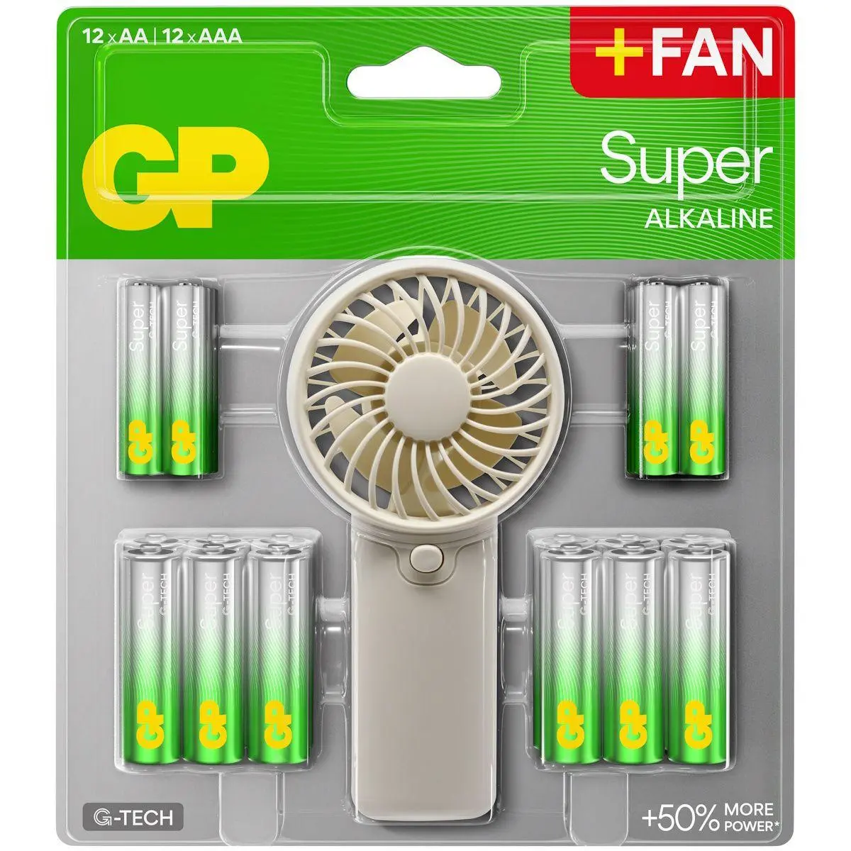 GP SUMMER PACK Алкални батерии Super AA x 12 бр. + Super AAA x 12 бр. + Fan/ Вентилатор/ GP BATTERIES