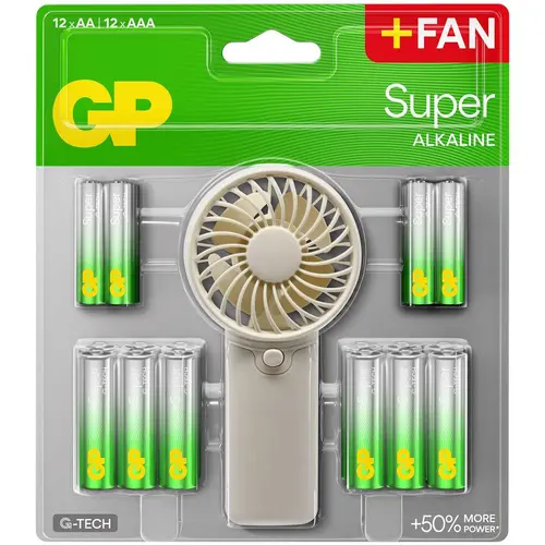 GP SUMMER PACK Baterii alcaline Super AA x 12 buc. + Super AAA x 12 buc. + Ventilator/ Ventilator/ GP BATTERIES - 1