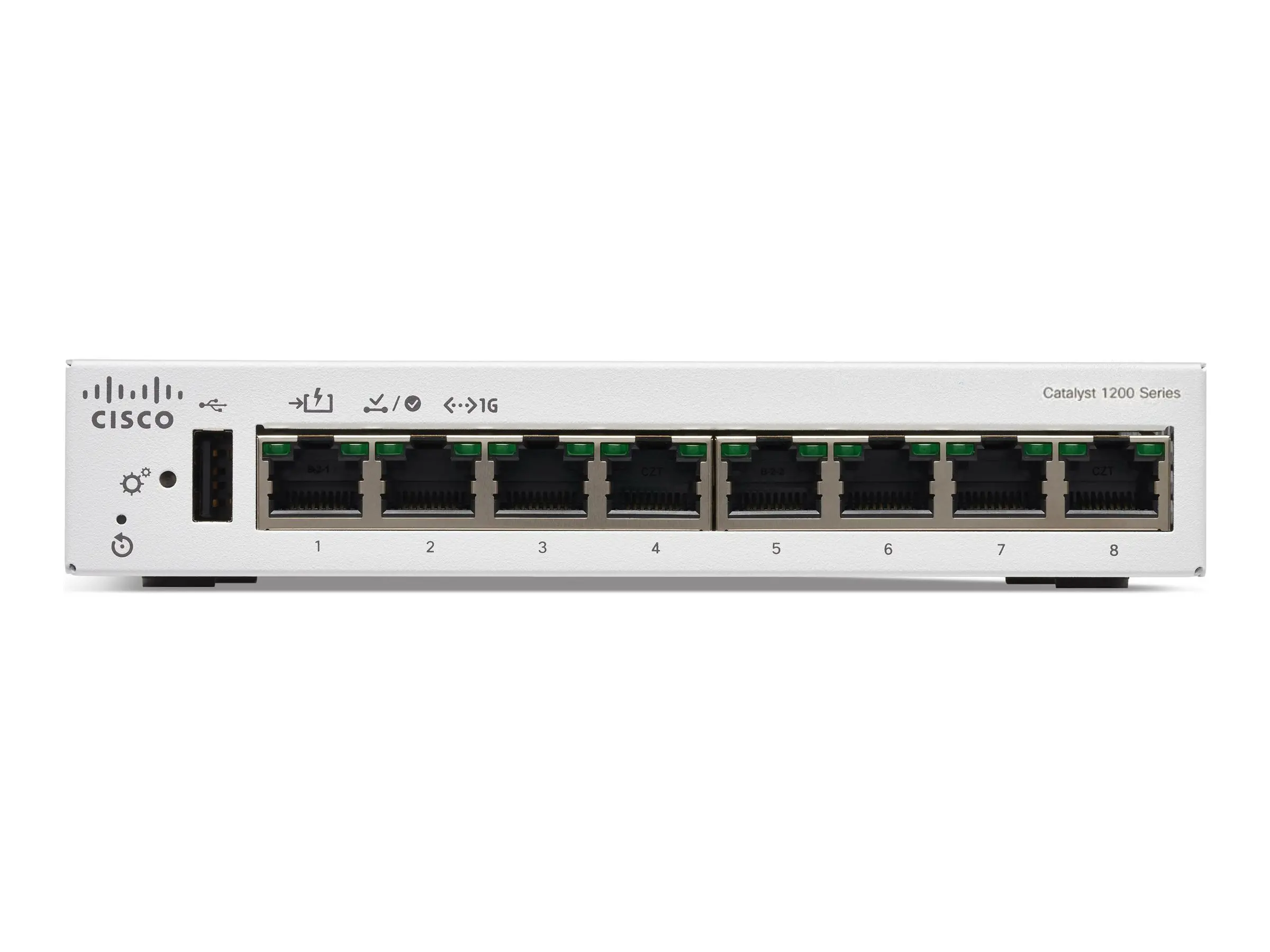 Комутатор, Cisco Catalyst 1200 8-port GE, Desktop, Ext PS, PoE Input
