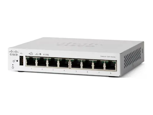 Комутатор, Cisco Catalyst 1200 8-port GE, Desktop, Ext PS, PoE Input
