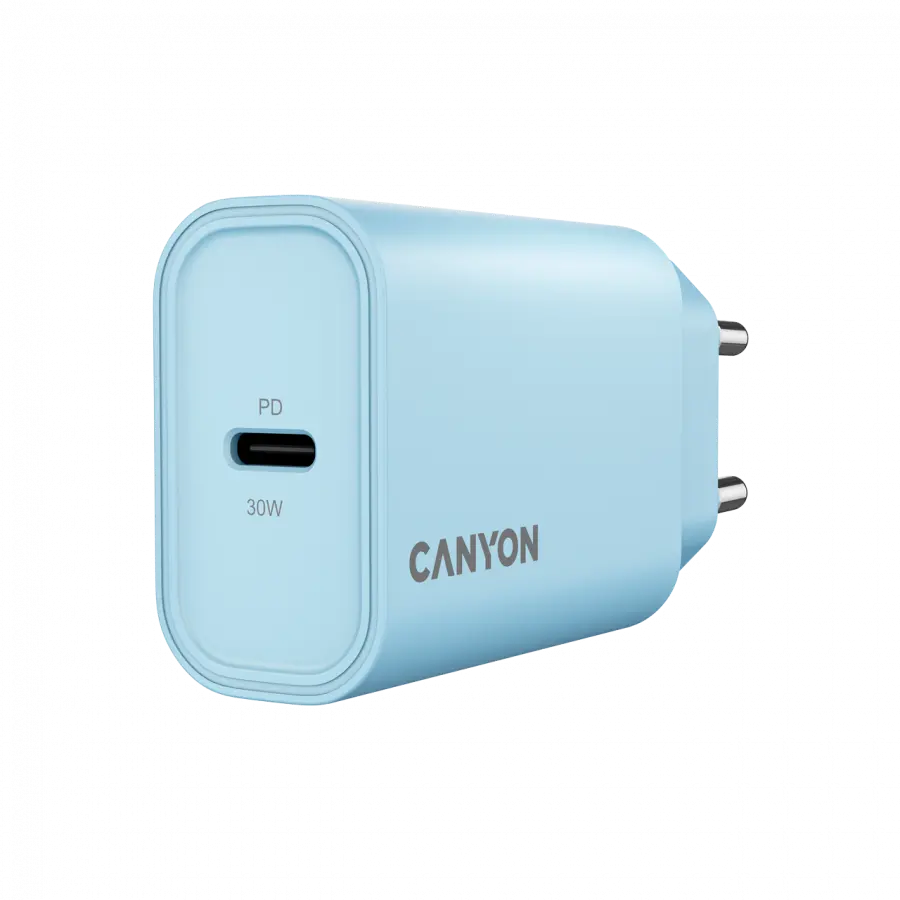 CANYON încărcător OnCharge 30CL Max Power 30W 1xPD EU Albastru deschis - image 1