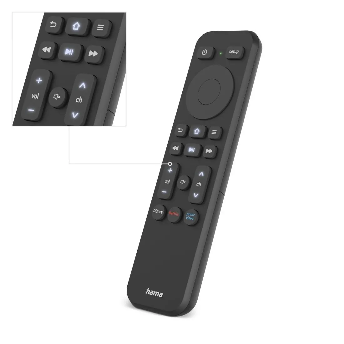 HAMA Дистанционно управление за TV + Netflix, Prime Video, бутони Disney+, програмируемо - image 5