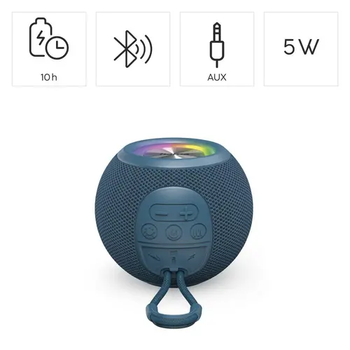 HAMA Блутут колонка "Ball Shape Speaker", 5 светлинни режима, 5W, синя - image 7