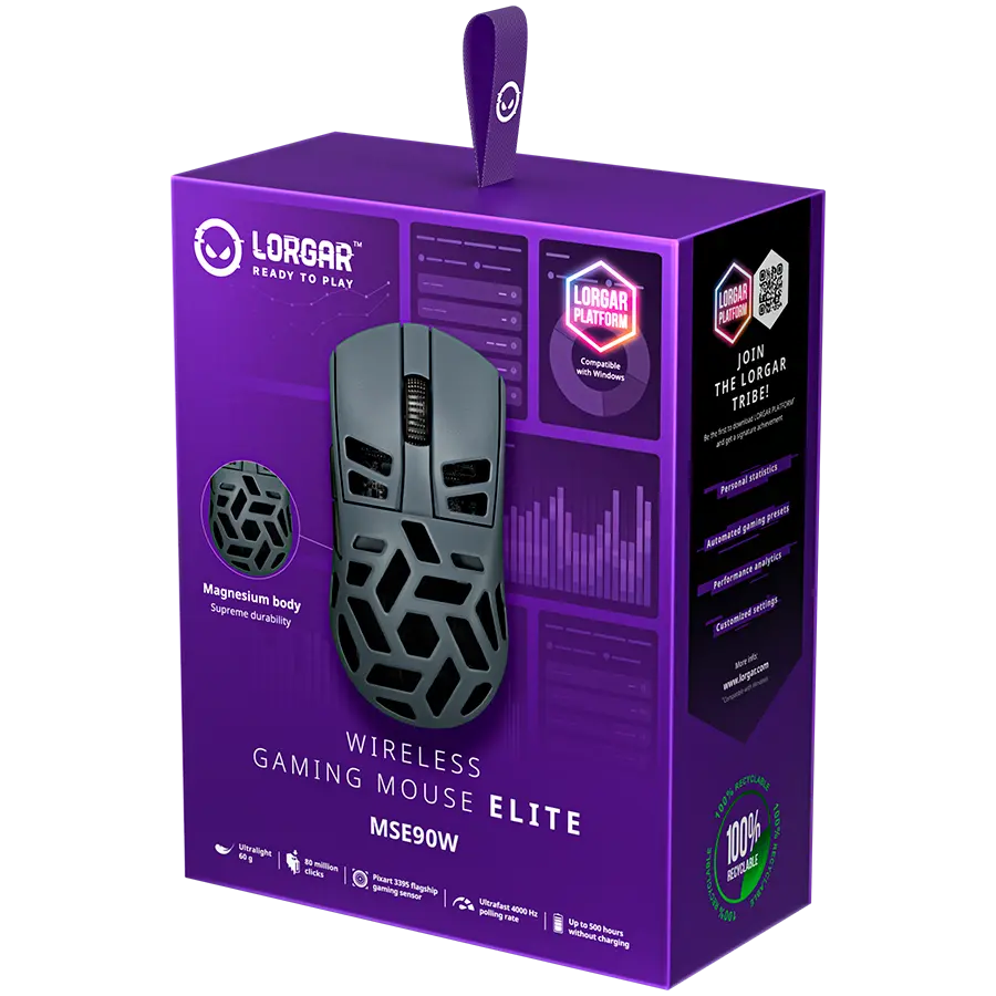 LORGAR MSE90W, Magnesium Alloy Wireless Gaming Mouse Elite, Dark Grey - image 10