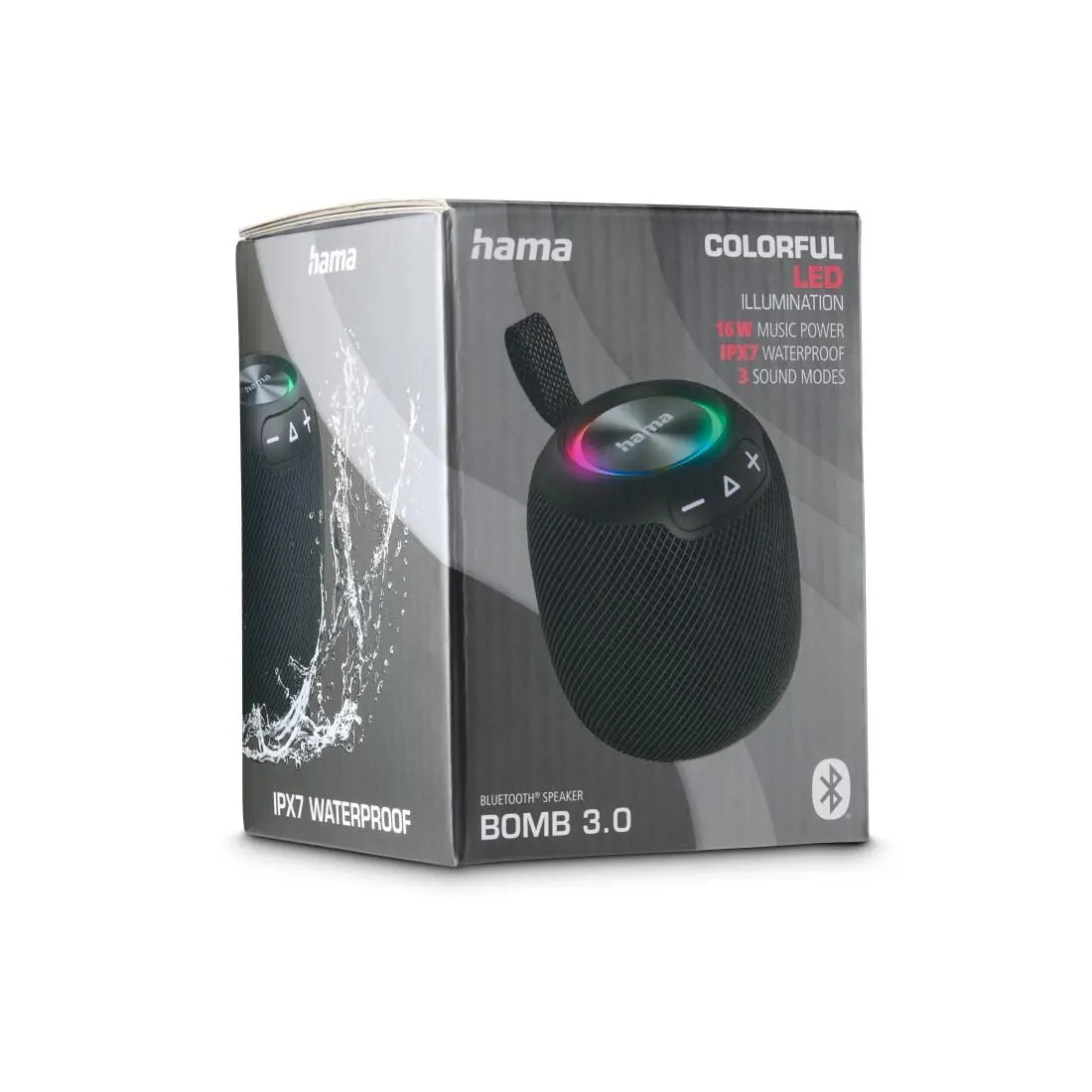 HAMA Блутут колонка "Bomb 3.0" Bluetooth®, Waterproof IPX7, LED, 16 W, черна - image 5