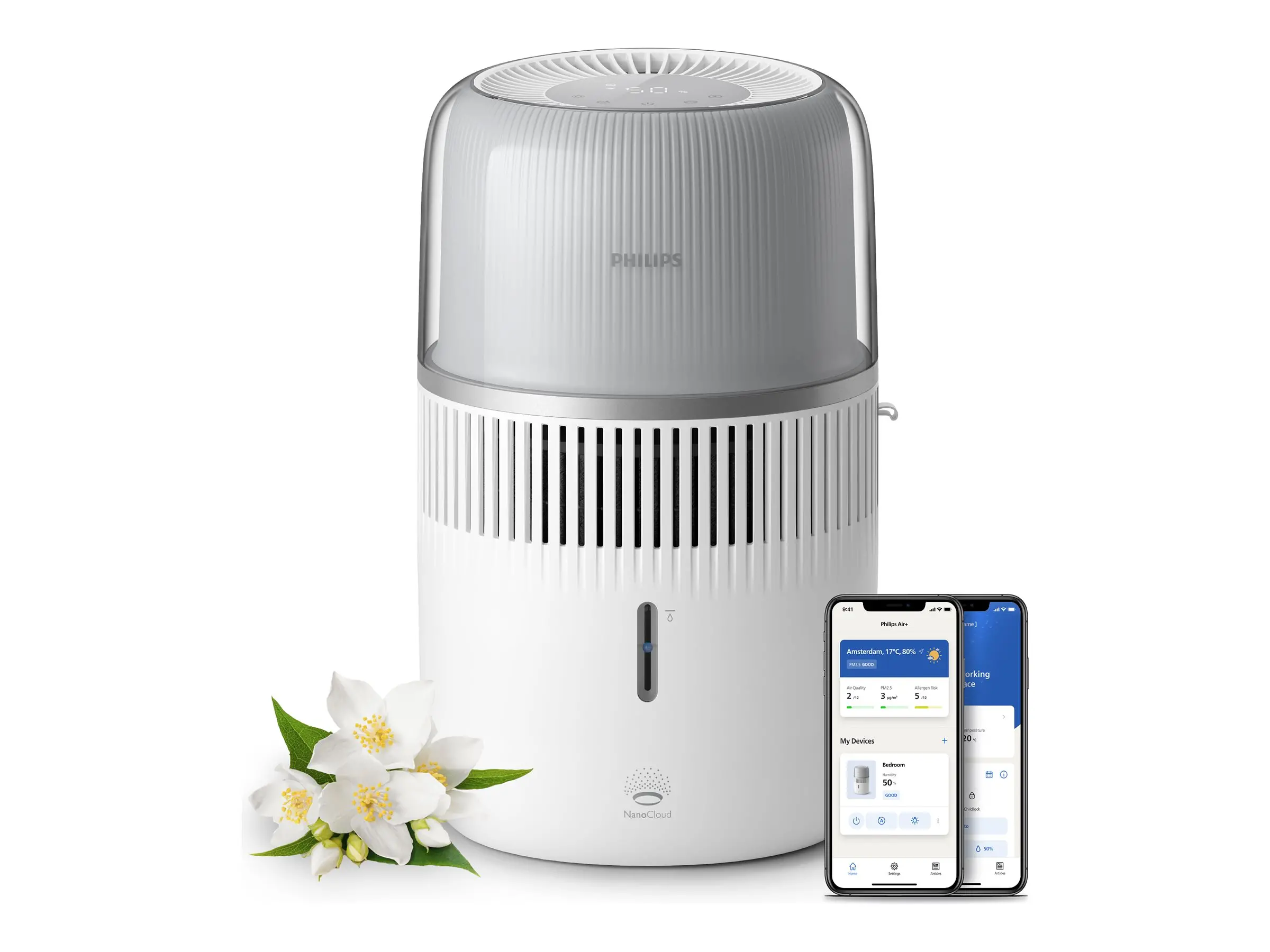 PHILIPS Овлажнител на въздух Серия 5000 Непрекъснато овлажняване за до 37 часа приложение Air+ за помещение до 56 м² бял