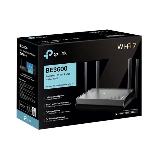 Безжичен рутер TP-LinkArcher BE220,BE3600,WiFi7,1x1 Gb.WAN port,4x1 Gb.LAN - image 5