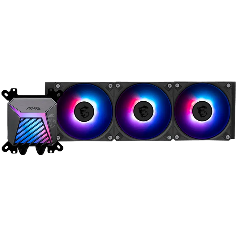 MSI MAG CORELIQUID A15 360, 3x120mm Pre-installed ARGB Daisy Chain Fans, Adjustable Offset Kit, Replacable Top Cover, Copper Base Intel LGA 1700/1851, AMD AM5/AM4, 3Y Warranty - image 1