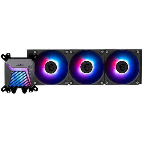 MSI MAG CORELIQUID A15 360, 3x120mm Pre-installed ARGB Daisy Chain Fans, Adjustable Offset Kit, Replacable Top Cover, Copper Base Intel LGA 1700/1851, AMD AM5/AM4, 3Y Warranty - image 1