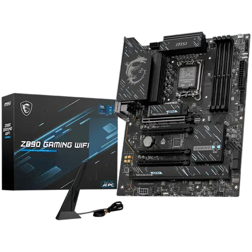 MSI Z890 GAMING WIFI, LGA 1851, Dual Channel DDR5 up to 8800(OC)MHz, 4x PCIe x16 slots, 3x M.2 slots, 6x USB 5Gbps A, 1x USB 20Gbps Type-C, 1x HDMI, 1x Type-C DP, 1x DP, 2.5Gbps LAN, Wi-Fi 7, 7.1 Audio, 3Y Warranty