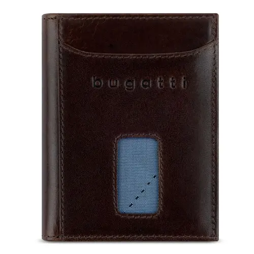 Portofel din piele Bugatti Secure Slim Special Mini, maro - 1