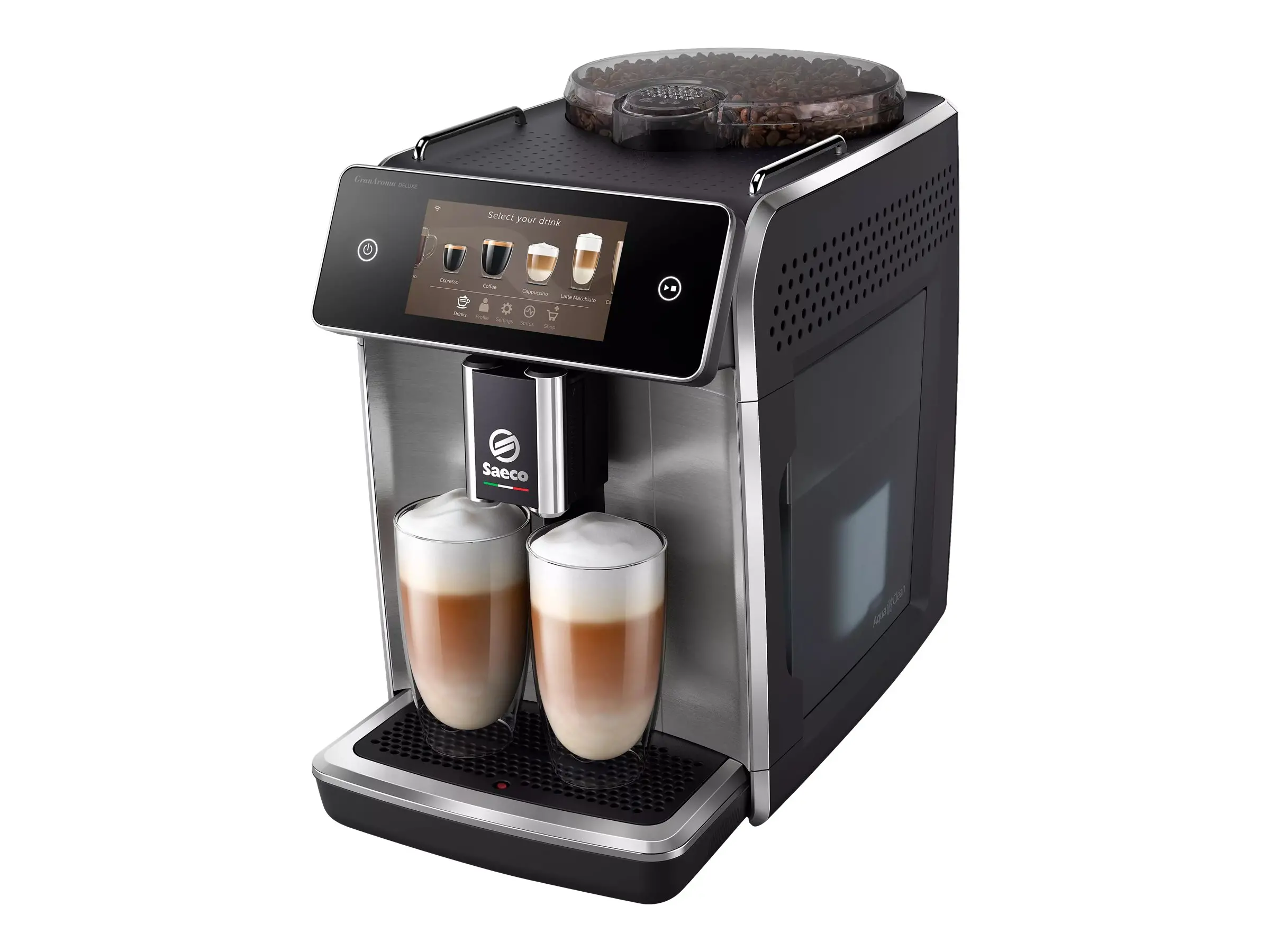 PHILIPS Saeco GranAroma Deluxe Автоматична еспресо машина 5 инчов цветен сензорен TFT дисплей 6 потребителски профила