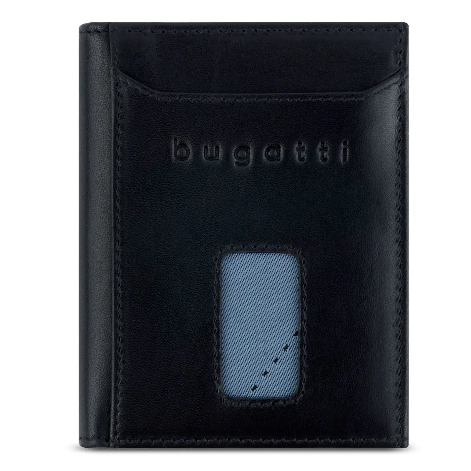 Portofel din piele Bugatti Secure Slim Special Zip Mini, negru