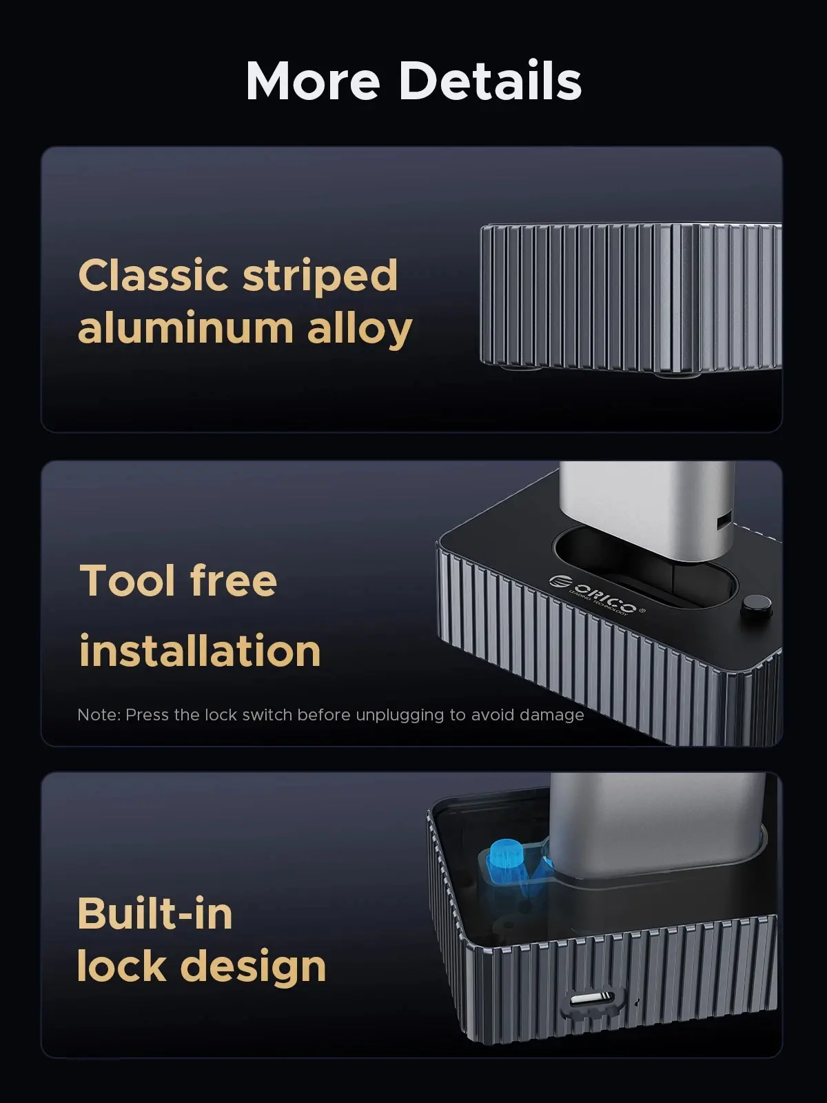 Orico външна кутия за диск/докинг станция Storage - Case/Docking Station - M.2 NVMe/NGFF - IT18C3-GY - image 12