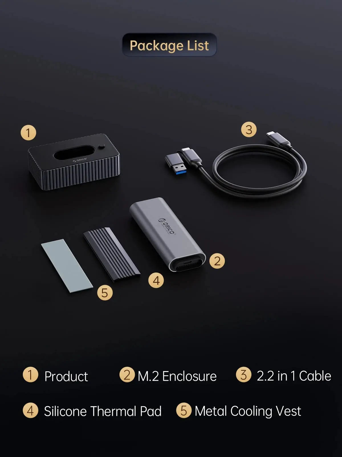 Orico външна кутия за диск/докинг станция Storage - Case/Docking Station - M.2 NVMe/NGFF - IT18C3-GY - image 13