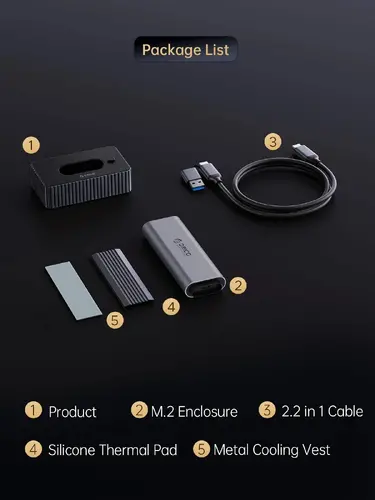 Orico външна кутия за диск/докинг станция Storage - Case/Docking Station - M.2 NVMe/NGFF - IT18C3-GY - image 13