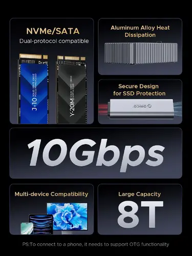 Orico външна кутия за диск/докинг станция Storage - Case/Docking Station - M.2 NVMe/NGFF - IT18C3-GY - image 3