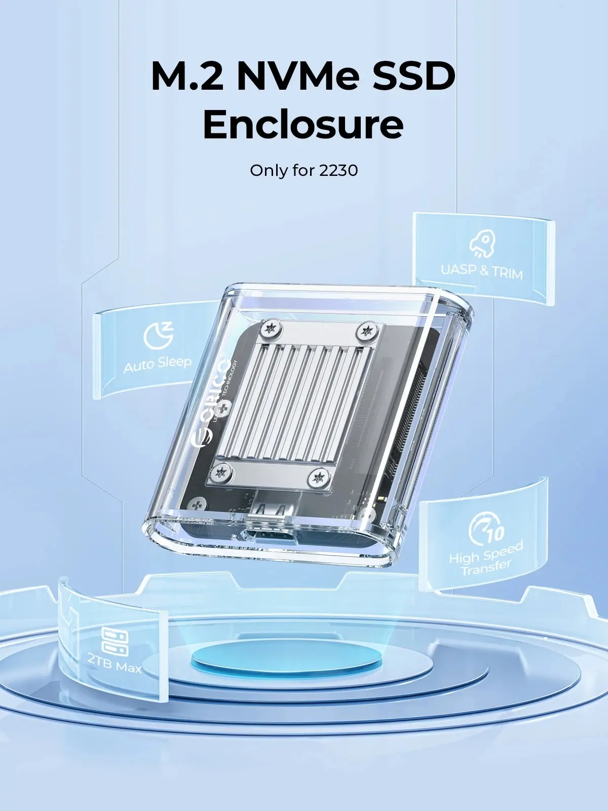 Orico εξωτερική θήκη δίσκου Storage - Case - M.2 2230 NVMe - TC20-M2-10G-GY-BP - 10Gbps, Γκρι - image 2