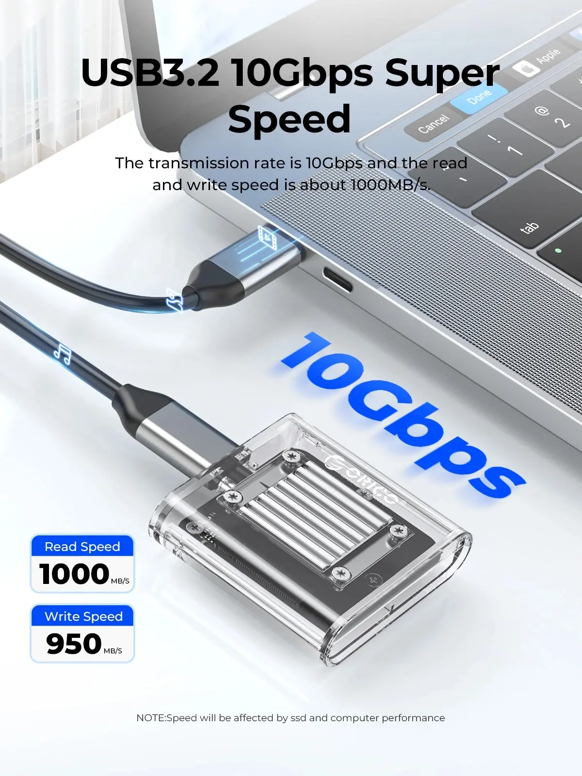 Orico εξωτερική θήκη δίσκου Storage - Case - M.2 2230 NVMe - TC20-M2-10G-GY-BP - 10Gbps, Γκρι - image 3